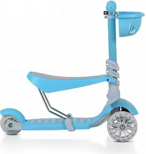 Moni Kids Scooter Bubblegum 3 in 1 3-Wheel with Seat for 3+ Years Blue