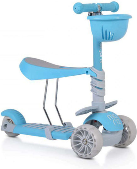 Moni Kids Scooter Bubblegum 3 in 1 3-Wheel with Seat for 3+ Years Blue