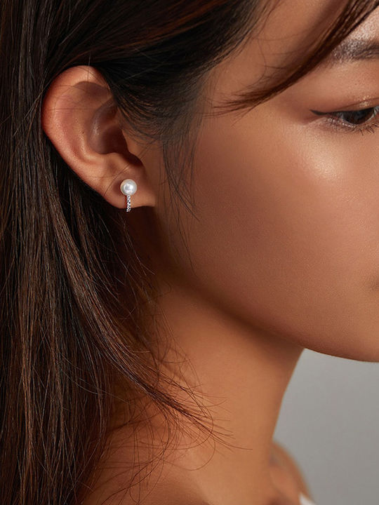 Bamoer Earrings Hoops made of Silver with Stones & Pearls