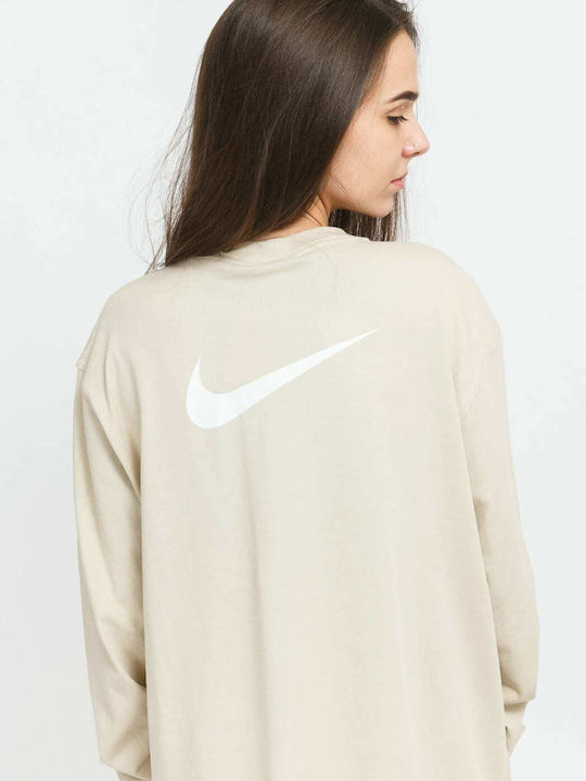 Sportswear Mini Αθλητικό Φόρεμα Μακρυμάνικο Μπεζ