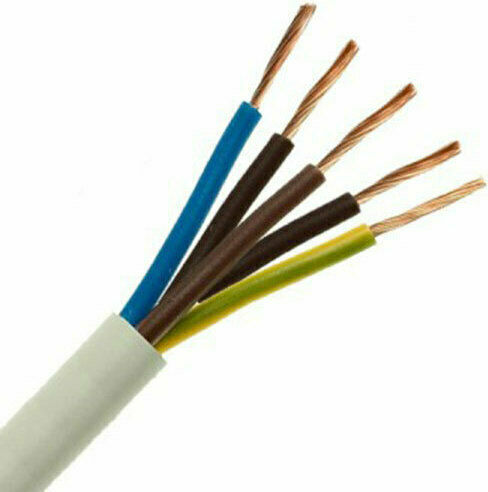 CHaralampidis Power Cord with Cable Properties 5x1.5mm² in White Colour 1m Flexible