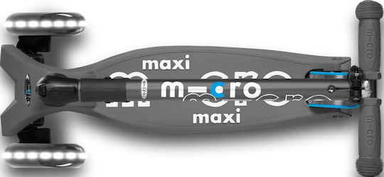 Micro Kids Scooter Foldable Maxi Deluxe Led 3-Wheel for 5+ Years Gray