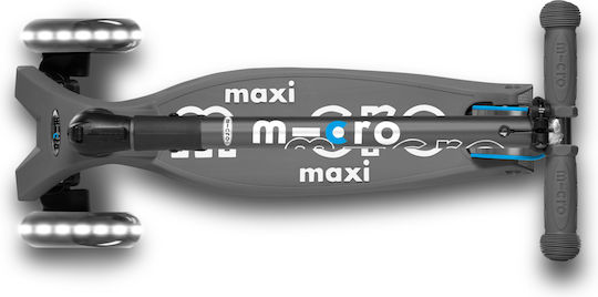 Micro Kids Scooter Foldable Maxi Deluxe Led 3-Wheel for 5+ Years Gray