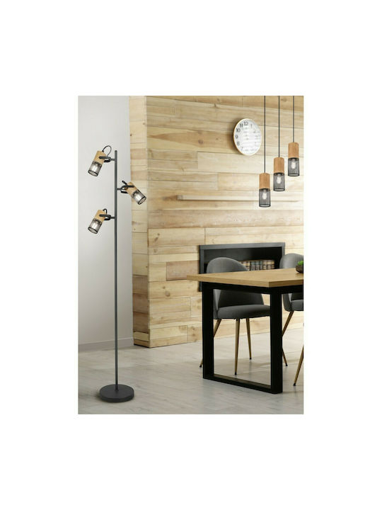 Trio Lighting Tosh Vintage Φωτιστικό Δαπέδου Υ150xΜ23εκ. με Ντουί για Λαμπτήρα E14 Μαύρο