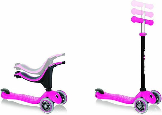 Globber Kids Scooter Go-Up Sporty 3-Wheel with Seat for 3+ Years Pink