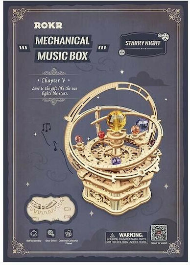 Robotime Παιχνίδι Κατασκευών Ξύλινo Starry Night Orrery Mechanical Music Box για Παιδιά 14+ Ετών
