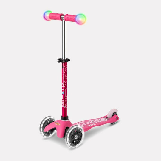 Micro Παιδικό Πατίνι Αναδιπλούμενο Mini Deluxe Magic LED Τρίτροχο για 2-5 Ετών Φούξια