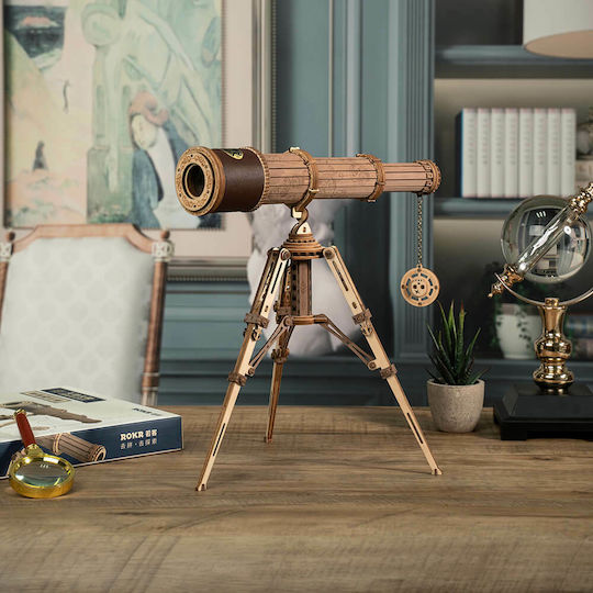 Robotime Παιχνίδι Κατασκευών Ξύλινo Monocular Telescope για Παιδιά 14+ Ετών