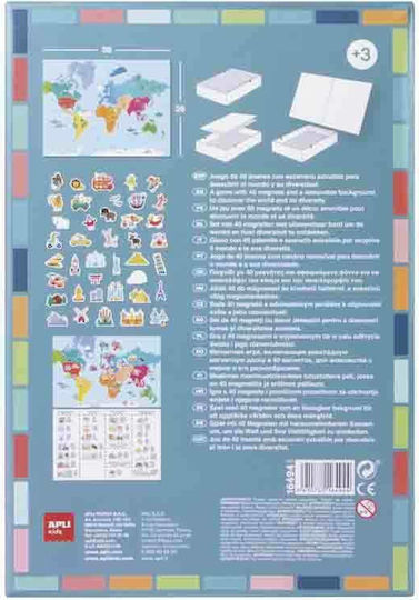 Apli Kids Μαγνητικό Παιχνίδι Κατασκευών World Map για Παιδιά 3+ Ετών AP-16494