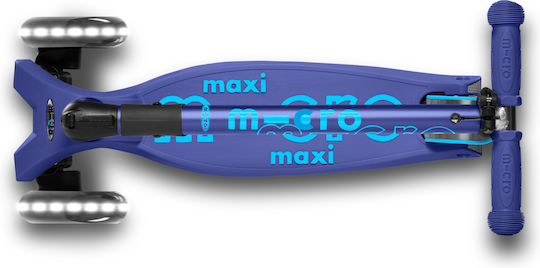 Micro Παιδικό Πατίνι Αναδιπλούμενο Maxi Deluxe Led Δίτροχο για 5+ Ετών Μπλε