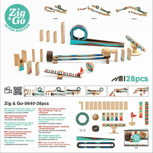 Djeco Wooden Construction Toy Zig & Go for Children 7+ years+ Years