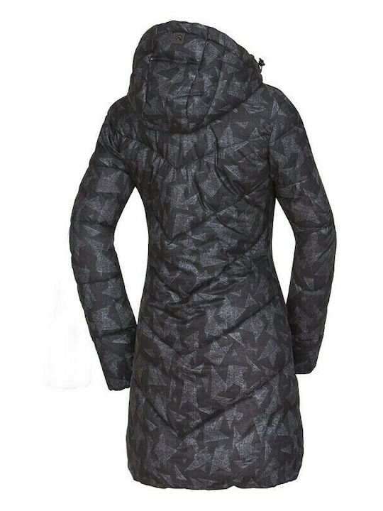 Women's Long Puffer Jacket for Winter with Hood Black