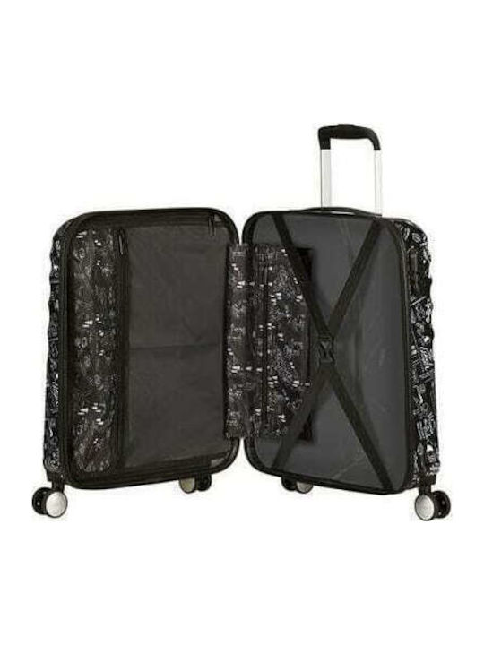 American Tourister Wavebreaker Disney Kids Cabin Hard Black Suitcase With 4 Wheels Height 55cm