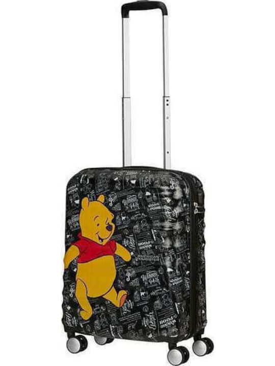 American Tourister Wavebreaker Disney Kids Cabin Hard Black Suitcase With 4 Wheels Height 55cm