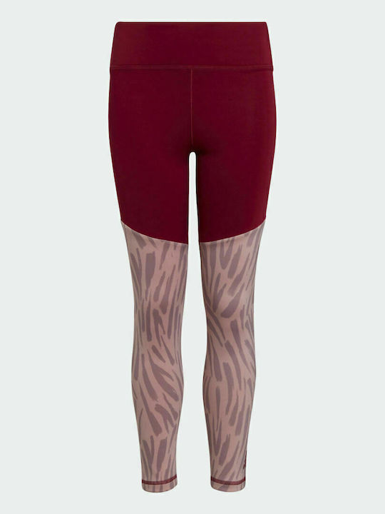 Kids Legging Sports Long Burgundy Aeroready