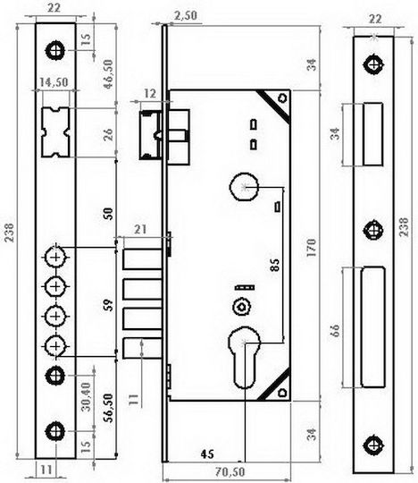 Gevy Recessed Lock Gold