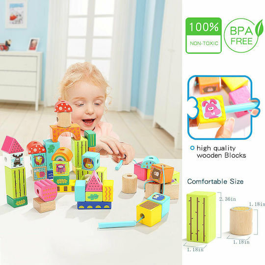 Top Bright Blocuri Animal Din Lemn pentru 1,5-6 ani Ani 38buc
