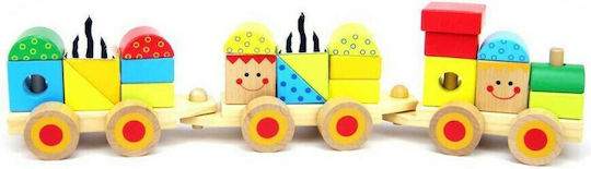 Tooky Toys Bauklötze Zug Stapelspiel Hölzernes für 1,5+ Jahre 26 Stück