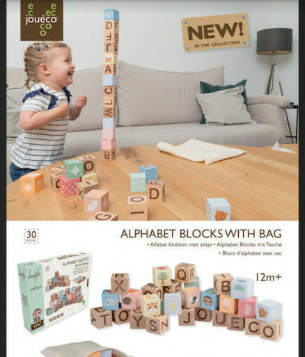 Joueco Cuburi de Construit Educative Alphabet & Animals Pentru 1+ Ani 30 Bucăți