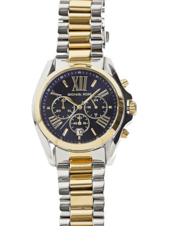 Michael Kors Bradshaw Γυναικείο Ρολόι 43mm Χρονογράφος Μπαταρίας με Χρυσό Μεταλλικό Μπρασελέ