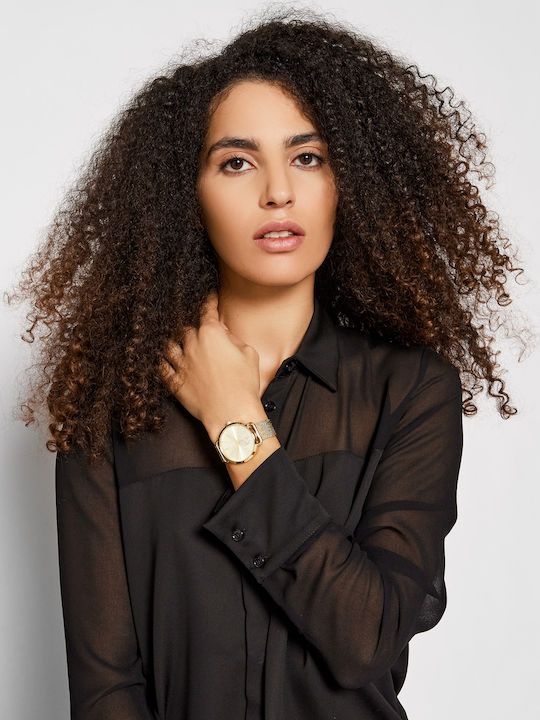 Michael Kors Portia Γυναικείο Ρολόι 41mm Μπαταρίας με Χρυσό Μεταλλικό Μπρασελέ