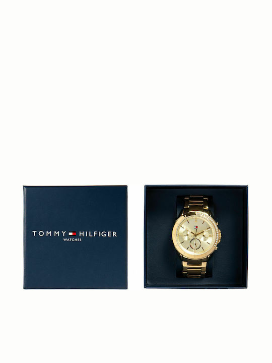 Tommy Hilfiger Kennedy Γυναικείο Ρολόι 38mm Χρονογράφος Μπαταρίας με Χρυσό Μεταλλικό Μπρασελέ