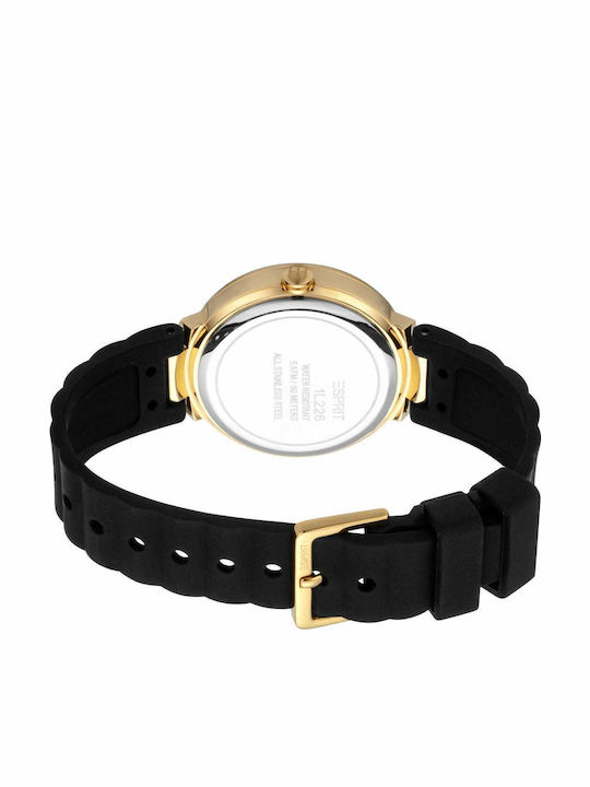 Esprit Γυναικείο Ρολόι 36mm Χρονογράφος Μπαταρίας με Μαύρο Δερμάτινο Λουράκι
