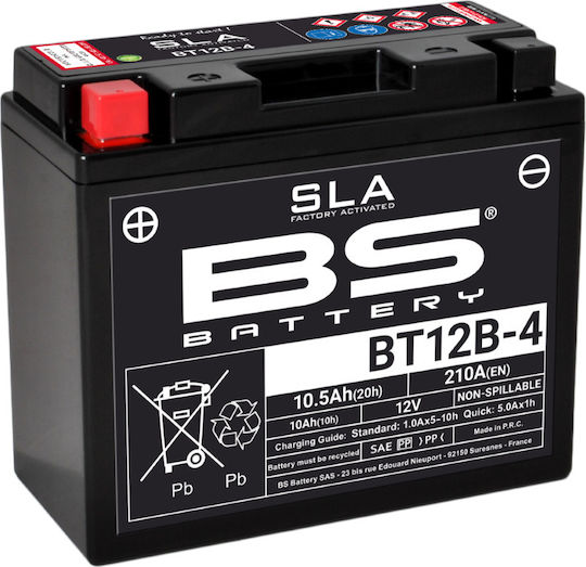 BS Μπαταρία Μοτοσυκλέτας SLA BT12B-4 με Χωρητικότητα 10.5Ah