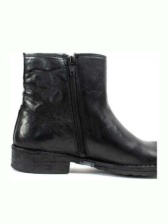 684-19523 Leder Stiefeletten Damen Schwarz