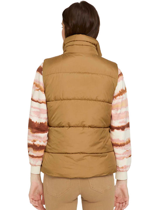 Tom Tailor Reversible Scurt Jachetă de femei Fără mâneci Puffer Față și spate pentru iarnă Soft Camel