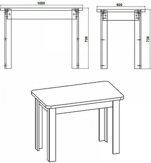 Celeste Masă Bucătărie Alb 100x60x73.5buc