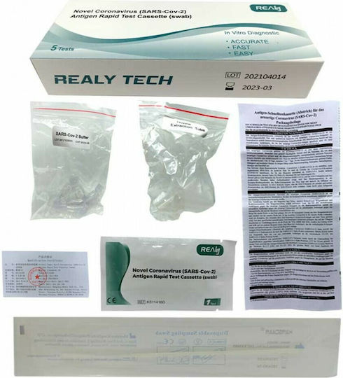 Realy Novel Coronavirus SARS-Cov-2 Antigen Rapid Test 5pcs Diagnostic Test for Rapid Detection Antigens with Nasal Sample