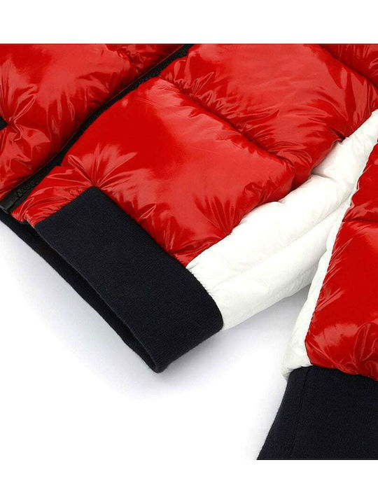 Kids' Quilted Jacket Short with Hood Red