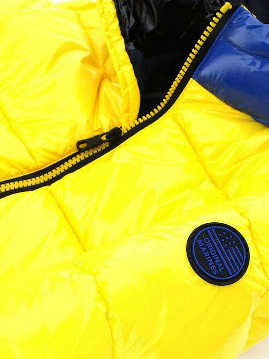 Kids' Quilted Jacket Short with Hood Yellow