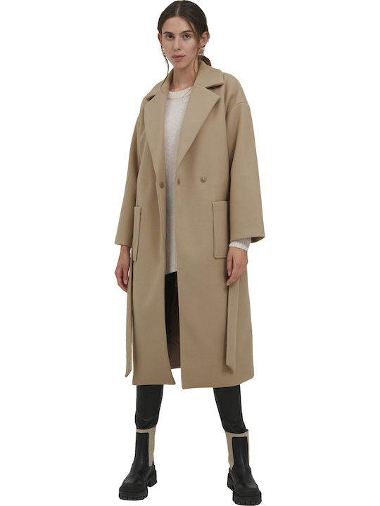 Damenmäntel Beige mit Gürtel