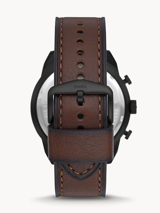 Fossil Bronson Men's Watch 50mm Chronograph Battery with Brown Leather Strap