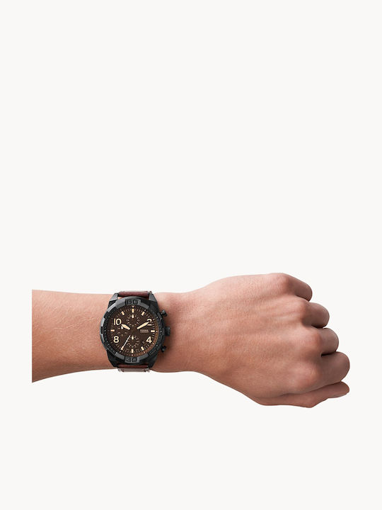 Fossil Bronson Ρολόι Μπαταρίας με Δερμάτινο Λουράκι