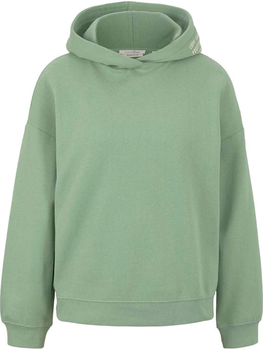 Μακρύ Γυναικείο Φούτερ με Κουκούλα Light Mint Green