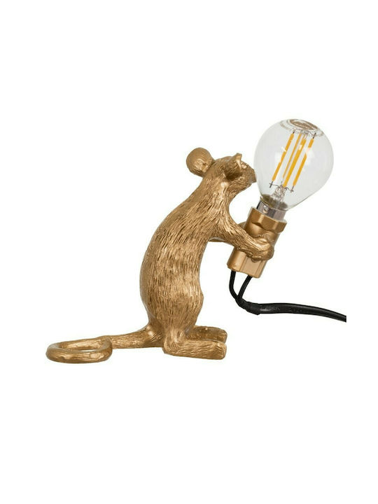 GloboStar Mouse Decorative Lamp Figure with Socket for Bulb E12 Gold