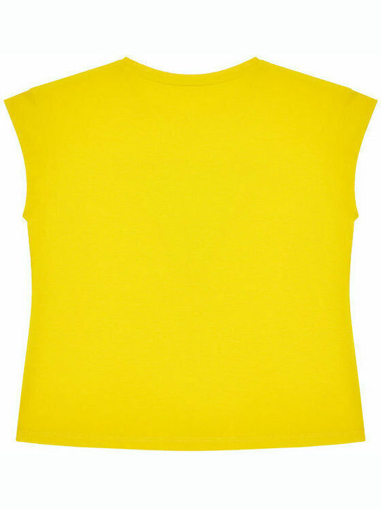 Kinder-Crop-Top Kurzarm Gelb