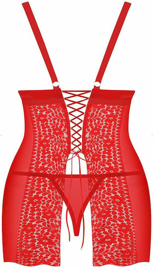 Obsessive Blossmina Sexy Σετ με Ρόμπα Chemise & Thong Red