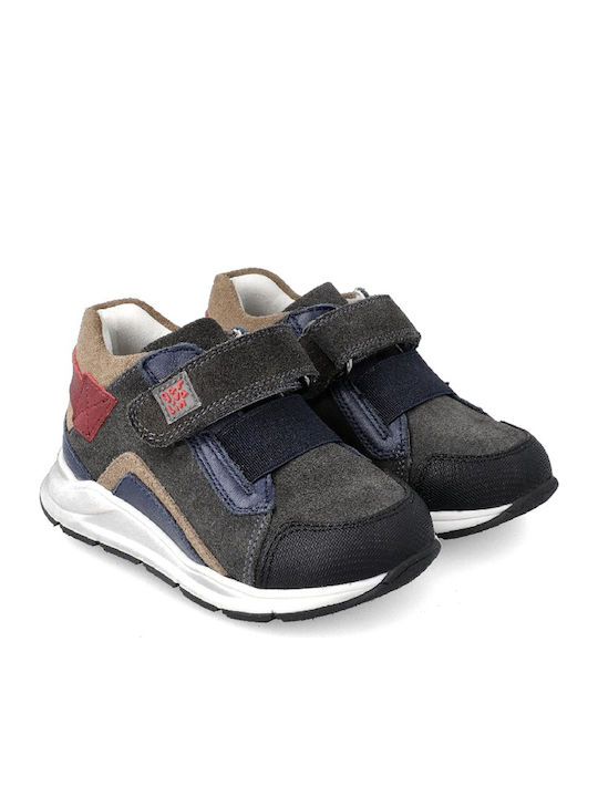 Παιδικά Sneakers High Ανατομικά με Σκρατς Γκρι