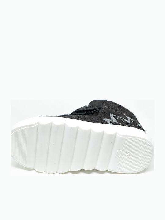 Παιδικά Sneakers High Ανατομικά με Σκρατς Μαύρα