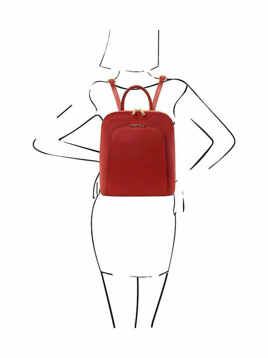 Tuscany Leather TL Δερμάτινη Γυναικεία Τσάντα Πλάτης Κόκκινη