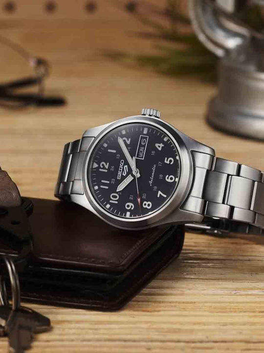 Seiko 5 Sports Men's Watch 39.4mm Automatic with Silver Metal Bracelet