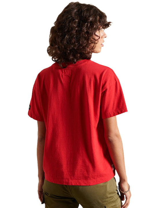 Superdry Γυναικείο Crop T-shirt Κόκκινο
