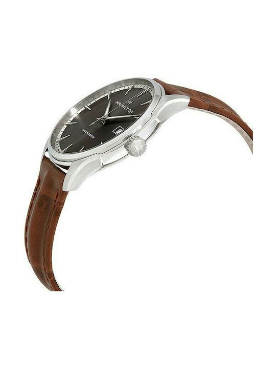 Hamilton Jazzmaster Ανδρικό Ρολόι 40mm Μπαταρίας με Καφέ Δερμάτινο Λουράκι