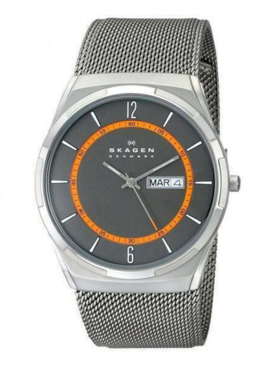 Skagen Herrenuhr 40mm Batterie mit Silber Metallarmband