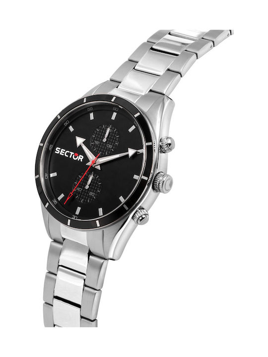 Sector 770 Herrenuhr 44mm Chronograph Batterie mit Silber Metallarmband