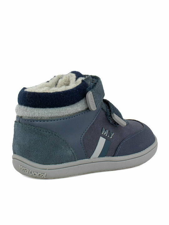 Παιδικά Sneakers High Ανατομικά με Σκρατς Navy Μπλε